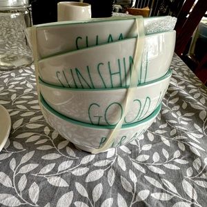 NEW Rae Dunn Melamine Summer Themed Cereal Bowls Set of 4 - Teal/Turquoise